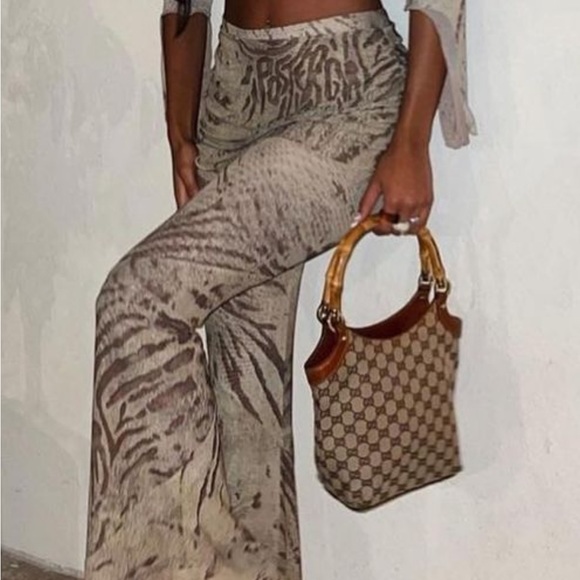 Poster Girl Pebbles Mesh Flared Pants Size L - Picture 2 of 4